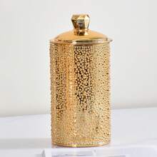 1 Luxurious Ceramic Storage Jar With A White And Gold Pattern (With Lid), Featuring Embossed Dot Design Decorations. The Jar Is Suitable For Storing Tea, Sweets, And Snacks And Can Be Used In The Kitchen/Bathroom. - View 8