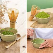 Japanese Matcha Tea Set, Bamboo Whisk Matcha Set, Easy To Froth, Ceramic & Bamboo Multi-Piece Set, Suitable For Home Afternoon Tea, Office Leisure, Ideal Gift - Green - View 8