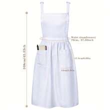 Tạp dề trắng kiểu cổ điển dành cho nữ, có 2 túi lớn, tạp dề yếm điều chỉnh được, thích hợp cho nấu ăn, làm bánh, dọn dẹp, hoặc làm người hầu gái - Chiếc tạp dề yếm thời trang này rất lý tưởng cho việc nấu nướng và dọn dẹp, là món quà tuyệt vời cho Ngày của Mẹ. - Tạp dải dài - Xem 6