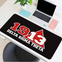 An Xl-Sized Mouse Pad Featuring The Delta Sigma Theta 1913 Sorority, Made Of Non-Slip Rubber And Washable, In Black And Red With White Triangular Insignia.It'S Perfect For Office And Dorm Decor, As A Gift For Members, And Suitable For Christmas - Mouse Pad - View 1