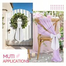 2 Pcs Scalloped Wreath Sash For Front Door Ruffle Wreath Ribbon For Yard Porch Garland Home Decor(White) - Trắng - Xem 6