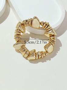 3pcs/Set Fashionable Retro Bohemian Thick Multi-Layer Multi-Color Acrylic Beaded Bracelet With Gold Crushed Stone Style For Women - Multicolor - View 3