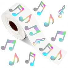 500pcs Holographic Laser Music Symbol Graffiti Roll Stickers, Large 3.8cm Asymmetrical Shape Gold Shiny Ukulele & Musical Instruments Decorative Stickers For Envelopes, Magazines, Phone Cases, Water Bottles, Laptops, Helmets, Scrapbooks, DIY Decor, Holiday Party Gift Wrapping - Laser Musical Symbols - View 6