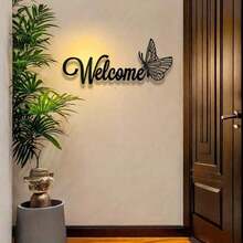 CIFbuy 1 Piece Of Simple And Elegant Butterfly Welcome Decoration Sign And Plaque. It Is A Simple Metal Wall Art Handicraft For Entrance Wall Decoration. It Is Highly Suitable For Home And Office Decoration Room Decor Bedroom Decor Home Decor - TY5761 - 查看 3