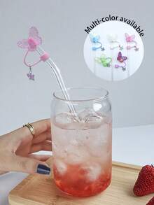 10mm/0.4in Silicone Straw Toppers Cup Accessories, Compatible With Stanley ,30/40 Oz Tumbler With Handle, Butterfly Design Straw Lids, Colorful Glitter Butterfly Straw Topper And Butterfly Pendant, Dreamlike Laser Butterfly Straw Lid, Dust-Proof Beverage Straw Cover And Cute Butterfly Decoration, Gifts For Birthday, Valentine's Day, Family Gathering, Mother's Day Gift - Multicolor - View 6