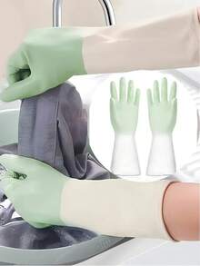 8pcs/4 Pairs High Quality Waterproof Anti-Slip Cleaning Gloves - Reusable Household Kitchen Dishwashing, Laundry And Cleaning Gloves, Non-Slip Comfortable For Kitchen, Bathroom Cleaning, Cleaning Supplies, Cleaning Tools And School Supplies - Green - View 6