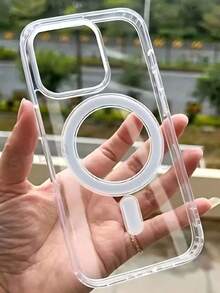 适用于 17/16/15/14/13/12/11 Pro/Plus/Max/Air/XS/Max/XR/X/XS/7/8 Plus/7/8 的奢华磁吸充电盒，超透明亚克力超薄保护套 - 無色 - 查看 3