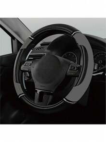 1 pieza Funda de volante de cuero para automóvil, protector de volante antideslizante de cuero de microfibra transpirable, ajuste universal para la mayoría de los automóviles - Diamante - Ver 15