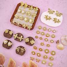 Women's Pearl Earrings, Fashionable Gold Jewelry, Stainless Steel Material, Suitable For Dresses, Sweaters, Shirts And Other Casual And Date Outfits, Cute And Personalized, Perfect Gift For Girls - Multicolor - View 10