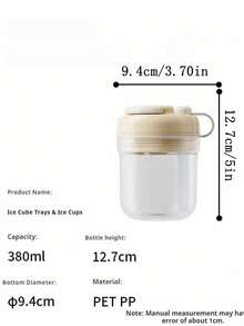 1pc 3-In-1 Ice Making Container & Water Bottle, 380ml Leakproof Portable Tumbler With Straw, One-Press Ice Release Freezer Mold, Reusable Cold Drink Cup For Summer Iced Coffee, Smoothie, Juice, Travel, Camping, Outdoor, Picnic, Home - View 4