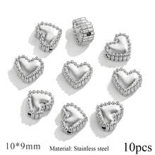 10 hạt cườm hình trái tim giọt nước bằng thép không gỉ, thích hợp làm vòng tay, vòng cổ và trang sức DIY, quà tặng cho nữ. - hạt - Xem 11