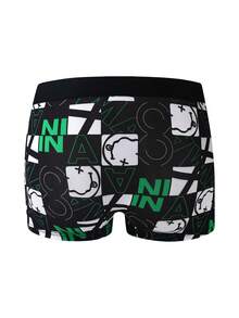 4 chiếc quần lót nam in họa tiết, quần boxer nam thoáng khí in chữ, quần short nam cạp trung thoải mái. - Nhiều màu - Xem 2