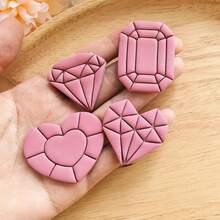 4 Pcs Geometric Minimalist Elegant Clay Cutters, Ideal For Beginner, Delicate Pattern Design, Handmade Jewelry Mold, Fashionable Artistic Clay Cutting Molds - Pink - View 5