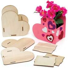 3 chậu hoa gỗ hình trái tim - Chậu trồng cây bằng gỗ sáng tạo, món quà lý tưởng cho ngày Valentine, món quà mùa xuân/hè tuyệt vời nhất. - A - Xem 2