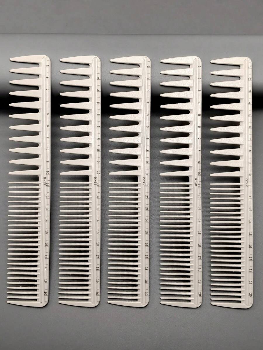 5 pièces Brosse à cheveux pour permanente spirale, peigne de coupe de cheveux exclusif pour salon, convient aux hommes et aux femmes, brosse à cheveux huilée, grande brosse à démêler, peigne multifonction, matériau en PC durable, résistant à la chaleur, avec règle, confortable à utiliser - Multicolore - Voir 1
