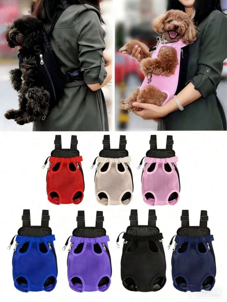 Breathable Mesh Pet Backpack, Dog Cat Front Chest Carrier, Outdoor Travel Hiking Dog Walking Shoulder Bag - An Ideal Choice For Pet Owners As Christmas, Valentine's Day, Halloween, Secret Santa, Christmas Stocking Stuffers - Multicolor - View 1