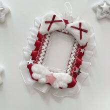 1 件可爱蕾丝和网状照片展示卡夹，带挂链，五角星图案手工 DIY 成品，偶像粉丝商品，3 英寸照片展示，Kpop 蓬松天使翅膀猫耳装饰，洛丽塔卡夹 - 彩色 - 查看 24