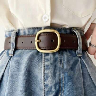 1pc Women's Minimalist Casual PU Leather Decorative Belt For Jeans