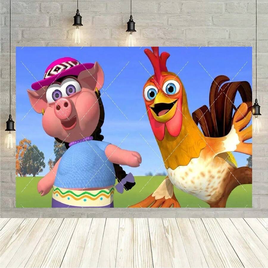 Grassy Farm Theme Party Backdrop - Zenon's Farm Series (La Granja De Zenon) Photography Background. Ideal For Birthday Parties And Party Decorations; Also Suitable For Use As A Tapestry, Bedroom Wall Hanging, Or General Wall Decor. Features Four Hanging Grommets. - Kiểu F - Xem 1