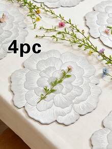 1/4/6件装简约时尚花卉PVC烫金餐垫，简约时尚杯垫，咖啡机垫，防滑耐热桌垫，适用于婚礼、派对、节日、野餐、生日晚宴、餐桌装饰 - 彩色 - 查看 14