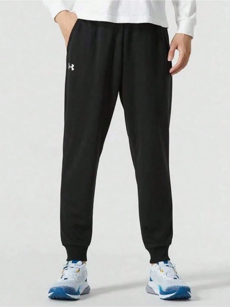 Under Armour Unisex Running Training Sports Casual Knitted Cuffed Sweatpants Trousers - Black - View 1