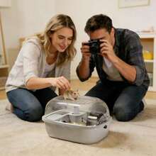 Hamster Cage | Ventilated Openable Top Convenient Portable Enclosure | Small Dwarf Hamster Cage,For Home Dorm Bedroom Living Room Balcony Apartment - Grey - View 2