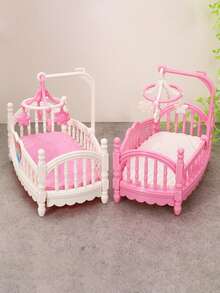 Doll Rocking Bed Decor Set, Realistic Furniture Series, Dollhouse Simulation Bedroom Rocking Bed Doll Accessory Set - Multicolor - View 6