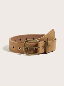 1pc Suede Brown Buckle Minimalist Fashion Versatile Decorative Belt, Suitable For Jeans, Skirts, Casual Wear, Daily Outfits - Brown - View 16