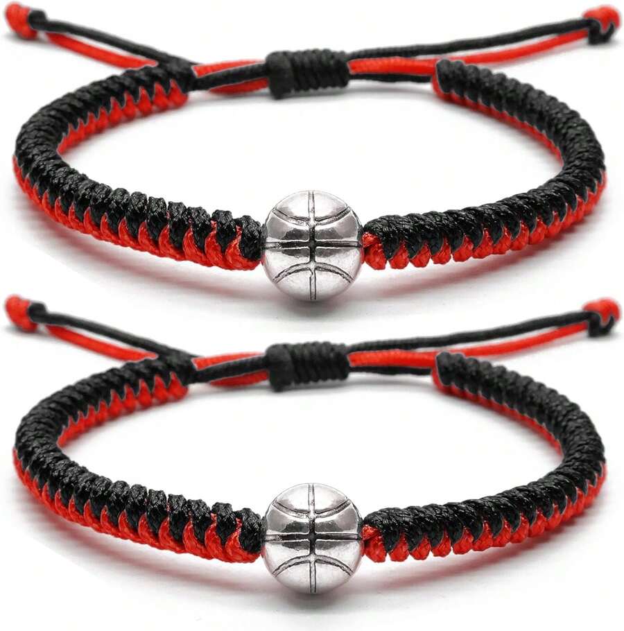 MANYC Basketball Bracelets Adjustable For Boys, Girls, And Adults Handmade Gifts For Basketball Players - 隨機風格 - 查看 1