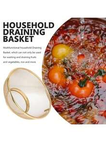 3pcs/1pc Stainless Steel Draining Basin, Multifunctional Holes Strainer Basin For Washing Vegetables And Rice - Gold - View 5