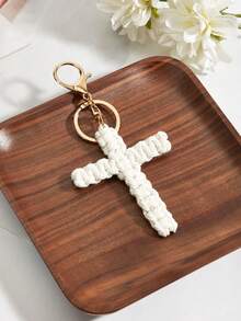 1pc/2pcs Handmade Woven Cross Keychain, Jesus Cross Keychain, Christian Car Key Chain, Bag Charm, Bohemian Soft Cross Keyring, Gift For Women Men, Holiday Decor, Birthday Gift, Couple Gift, Wedding Favor, Party Giveaway, Friend Gift - Multicolor - View 15