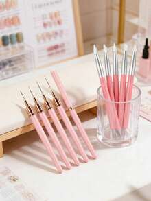 10支装美甲勾线笔和双头点钻笔套装。美甲勾线笔用于在凝胶指甲上绘制长线条。双头点钻笔适用于亚克力雕刻、美甲雕塑、镂空雕刻、DIY花瓣和花卉图案。非常适合初学者和专业美甲师的DIY项目。（可选10支/1支） - 彩色 - 查看 5