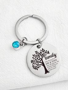 1pc Meaningful Stainless Steel Keychain, Gift For Family, "Family Like Branches On A Tree", Gift For Elders To Give To Children - Multicolor - View 3