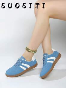 2026新款女士平底休闲舒适运动鞋 - 藍色 - 查看 4