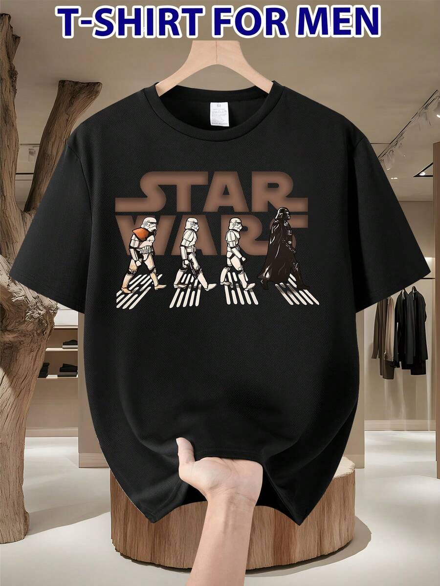 -Series, Printed Men's Short-Sleeved T-Shirt, Fashionable Summer Top, Comfortable And Well-Fitting, Stylish And Versatile, Birthday Surprises, Halloween Gifts, Christmas Gifts - 黑色 - 查看 1