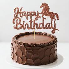 1 Set Colorful Shiny Horse Themed Happy Birthday Cake Toppers - Suitable For Birthday, Horse Lovers, And General Event Cake Decorations - View 3