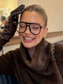 1 Pair Women's Oversized Polygon Frame TR Temple Fashion Street Style Glasses, Suitable For Summer Beach Vacation, Travel, Beach, School - Clear - View 2