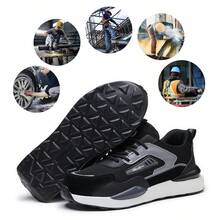 RAYDLINX Breathable Men's Steel Toe Work Shoes, Summer, Anti-Smashing, Anti-Piercing, Comfortable, Lightweight, Anti-Odor, Shoes For Construction Sites - Black - View 5