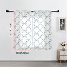 2pcs Sheer Curtains With Romantic Blue Bow Tie Pattern, Soft Translucent Privacy Protection, Rod Pocket Design, Suitable For All Seasons, Multi-Functional Home Decor, Machine Washable, Polyester Material, Adding Romantic Atmosphere To Bedroom, Living Room, Study - Multicolor - View 18