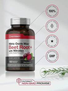 Horbäach Nitric Oxide Beet Root Capsules| 180 Count| With Nitrates And Precursor| For Men And Women| Vegetarian, Non-GMO, Gluten Free Supplement - 180 chiếc (Gói 1) - Xem 4