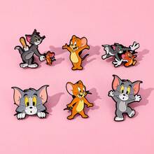 Bộ 1/6 ghim cài áo hình Tom và Jerry hoạt hình hài kinh điển của Warner Bros, huy hiệu kim loại tráng men, phụ kiện trang sức, quần áo, ba lô, quà tặng. - Nhiều màu - Xem 7