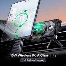 REMAX Dudukan Charger Nirkabel Mobil, Pengisian Cepat 15W dengan Lampu RGB, Rotasi & Ekstensi Sekali Sentuh, Kumparan yang Dapat Dipindahkan untuk Pengisian Presisi, Baterai Isi Ulang Terintegrasi untuk Digunakan Saat Mobil Mati, Kompatibel dengan Ponsel Lipat & Biasa, Charger Tipe-C untuk iPhone & Android, Aksesoris Mobil, Perlengkapan Mobil, Kebutuhan Penting Mobil, Perlengkapan Mobil, Kebutuhan Penting Mobil, Gadget Kendaraan - Dudukan Pengisi Daya - View 4