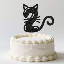 1-4 Years Old Birthday Cat Theme Cake Topper - Bamboo Pet Friendly Decor, Pink/Black Cat Silhouette, Suitable For Pet Parties, Cat Themed Celebrations, And Adorable Age Marking Cake Decorations - View 7