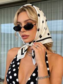 1 chiếc khăn vuông in chấm bi casual 70cm, khăn bandana mùa xuân/thu mới cho nữ, đa năng dùng làm thắt lưng, băng đô, khăn trùm đầu, khăn quàng cổ thời trang, phụ kiện đi biển, nghỉ lễ, du lịch. - trắng - Xem 1