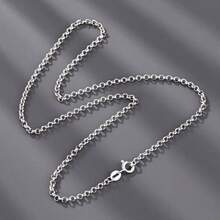 1 pieza Collar de plata de ley S925 (unisex), exquisito collar de círculo de plata sólida, cadena larga para hombres, cadena de clavícula para mujeres, collar de uso diario de baja alergia, joyería versátil para capas, regalo para ella - Collar de perlas - 2,0 mm de grosor - Ver 18