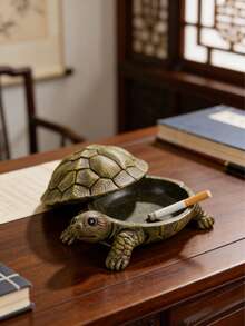 Vintage Turtle Shaped Resin Ashtray With Lid, Indoor/Outdoor Decorative Ashtray, Suitable For Home Balcony Garden, Unique Gift For Smokers - A - View 5