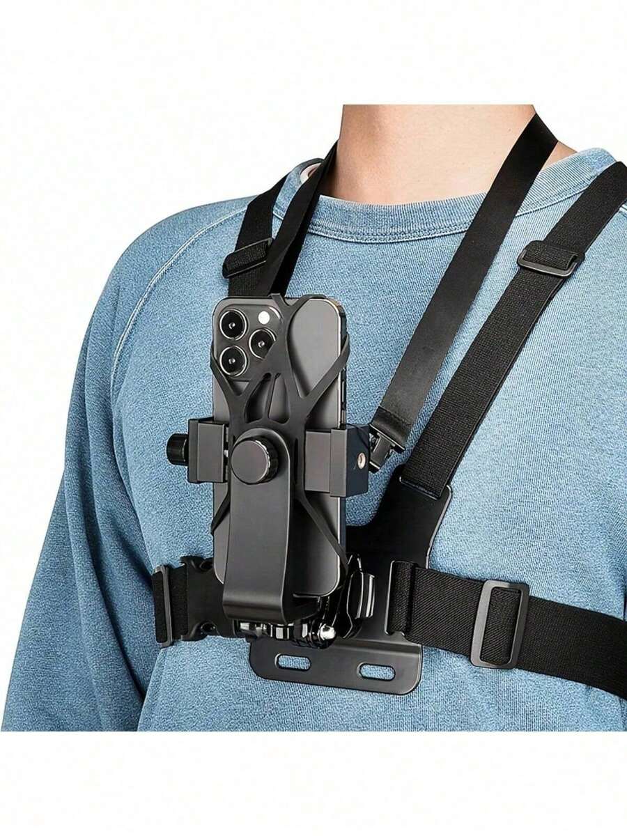 Adjustable Chest Harness Phone Holder Phone Holder Chest Front Mounted With Shock Cord Suitable For Cycling Running Vlogging POV Phone Stand Fits Action Cameras Mother's Day Gift