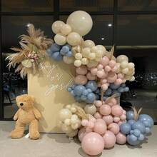 94pcs Gender Balloon Garland Arch Kit, Dusty Pink And Blue White Sand Balloons Boho Pink Nude Balloon For Neutral Theme Babyshower Birthday Bridal Shower Wedding Gender & Reveal Party Decoration - Multicolor - View 6