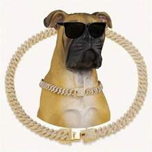 Hiphop Rhombus Cuban Link Pet Necklace, Inlaid With Shiny Rhinestones, Suitable For Small, Medium And Large Dogs And Cats, Hiphop Collar Accessory For Daily Wear Or Festivals - Multicolor - View 19