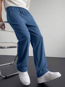 1件装 男童纯色百搭休闲运动裤 - 藍色 - 查看 8